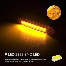 apsmotiv 8 Piece Side Marker Lights 9LED Front Rear LED Marker for Universal Vehicles Car Dash Indicator Lamp image 4