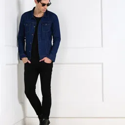 luxestyle Men Textured Denim Jacket image 4