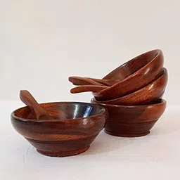 s f enterprises Wooden Serving Bowl Wooden Serving Bowls, Wooden Snacks Bowl, Decorative Bowl for Kitchen used image 2