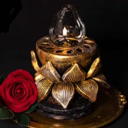 the handicraftian Lotus Terracotta Akand Jyot Diya (Gold)-picture-15