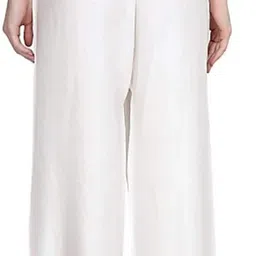 fambee Women Relaxed White Viscose Rayon Trousers image 2