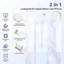 DAZHWA 2-in-1 Magnetic Charger | 15W Fast,Type-C, Travel, Non-Slip|For Phone&Aple Watch Charging Pad image 3