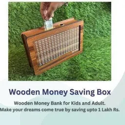 wynx Counting Target Money Box | Coin Box for Saving | Wooden Money Saving Box Coin Bank image 2