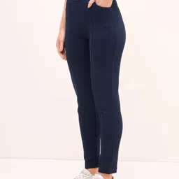 kcs Women Regular Fit Blue Cotton Blend Trousers-picture-11