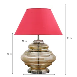 kapoor lampshades Hudson Maroon Cottan Fabric Shade Night Lamp With Metal & Glass Base image 5