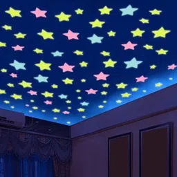 9up 3 cm Night Glow Decorative Wall Luminous Star Sticker Glow in the Dark Sticker image 2