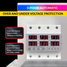 amicismart 3-Phase Automatic Over/Under Voltage Protector with Auto-Reconnect Din-Rail Mount 63A 220V Voltage Guard image 4
