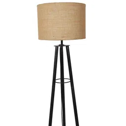 tu casa Beige Jute Shade Tripod Floor Lamp Iron Base image 5
