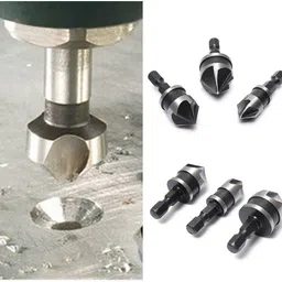 as tool center Countersink Drill Bit Set 5 Flute 90° Chamfer 3pcs Countersunk Screws image 1