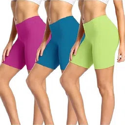 diving deep Pack of 3 Solid Women Multicolor Cycling Shorts-picture-10