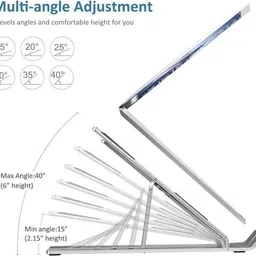 LUCKYY Aluminum Laptop Stand 0.5 Aluminium Desk Stand Laptop Stand with Adjustable Height Compatible with Universal Laptops image 2