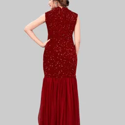 rebikatrendz Women Gown Maroon Maxi/Full Length Dress image 2