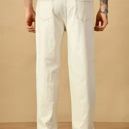 white leapard Men Loose Fit Mid Rise Beige Jeans image 3