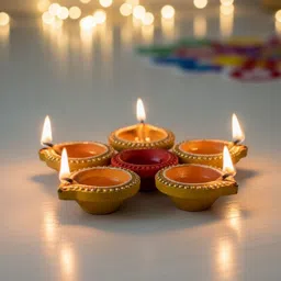 Terracotta (Pack of 6) Table Diya Set-image-0