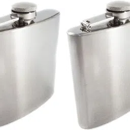 sukot Pack of 2 Stainless Steel Hip Flask Alcoholic Container Steel Flask Hip Flask image 2