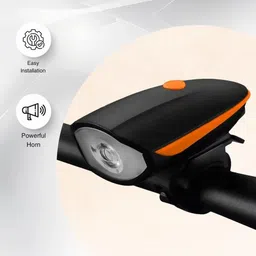 highrider USB Rechargeable LED Front Cycle Light & Horn(Black/Orange) LED Front Light image 3