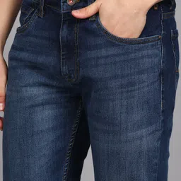 mufti Men Straight Fit Mid Rise Blue Jeans image 5