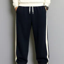 flycollection Men Striped Black Track Pants-picture-22