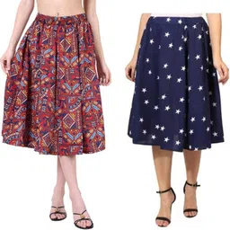 manat diva Women Printed A-line Multicolor Skirt-picture-28