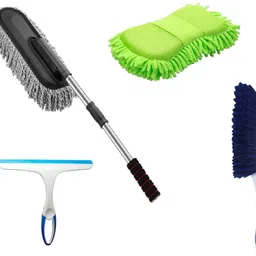 niklace Car Cleaning Accessories Combo Pack Full Interior and Exterior Car Wash Kit All in one Microfiber Duster, Carpet Brush, Washing Scrub & Glass Wiper Combo-picture-19