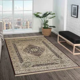 obsessions Maroon and Beige Persian 3x5 Feet Machine Made Carpet image 1