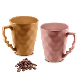 urban chef Hancrafted Ceramic Peach And Mustard 225 ML Coffee Mug Set of 2 image 1