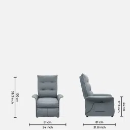 green soul Flexy 1 Seater Recliner In Grey Colour image 2
