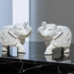 SMVDT AIRAVAT ELEPHANT SHOWPIECE HOME DECORATION LIVING ROOM GIFTING SET 2PC Decorative Showpiece - 10 cm-picture-33