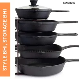 fangruik Utensil Kitchen Rack Compact 5 Layer Pot Pan Rack Organizer for Countertop Storage Iron-picture-34