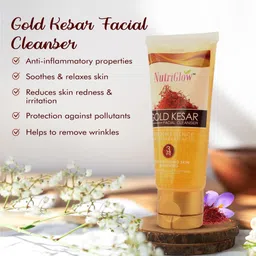 nutriglow Gold Kesar Facial Cleanser & Sunscreen SPF40 PA+++ (65ml each) image 2
