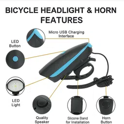 xaipro Rechargeable & waterproof LED Bicycle Front Headlight with Horn LED Front Light image 2
