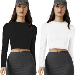 navyankaa Pack of 2 Casual Regular Sleeves Solid Women White Top-picture-11