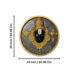 artociti 24X24 inch Tirupati Balaji 3D Relief Mural with LED Wall Hanging Spiritual Wall Art image 5