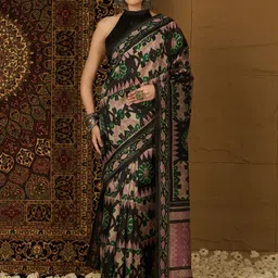 sareemall Printed Ikkat Silk Blend Saree image 4