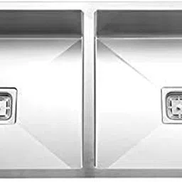 tantia 37x18, Stainless Steel Double Bowl Satin Matt Kitchen Sink (37X18X10-Inch, Silver, Square Coupling) Vessel Sink-picture-25