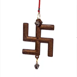 lucky n awesome Lucky Antique Swastik Wind Chimes for Positivity Peaceful Sound for Home & Gift Aluminium Windchime image 3