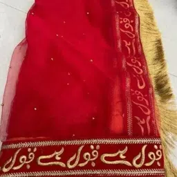 sky cloud Net Embroidered Red Women Dupatta image 3