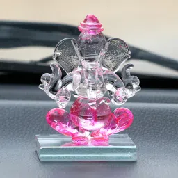 Pink Polyresin Ganesha Idol By eCraftIndia image 1