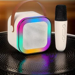 NHOUSE G74_k12 Wireless Karaoke Mic Speaker: K12 with RGB, 5W Bluetooth 10 W Bluetooth Home Audio Speaker image 1