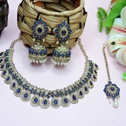 vatsalya creation Alloy Silver Blue Jewel Set image 1