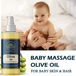 wildflower essentials 100% Pure & Natural Baby Massage Olive Oil For Baby Skin & Hair-picture-14