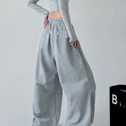 retrobella Women Relaxed Grey Cotton Blend Trousers image 4