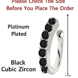 vama Black Stone Clip On Silver Nose Ring Without Piercing Pressing Nose Pin Stud for Women image 2