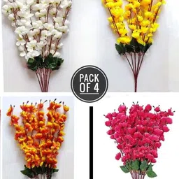 Well Art Gallery Flowers for Home Decoration for Indoor & Outdoor decoration White, Yellow, Pink, Orange Peach Blossom Artificial Flower-image-17