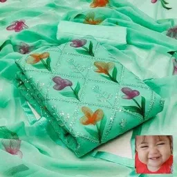 stylebhawani Unstitched Georgette Salwar Suit Material Chevron/Zig Zag-picture-34