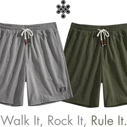 sti Pack of 2 Solid Men Multicolor Regular Shorts image 2