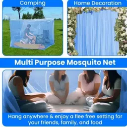 blemy Double Bed 7X7 Blue Mosquito Net Protection E-DOU-BED Polyester Washable Adults Mosquito Net image 4