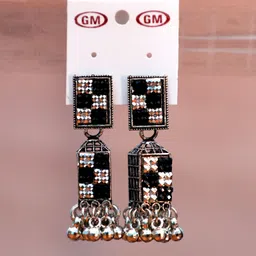 lustra American Diamond Earrings with Pearl Drop | Pearl Studs for Women & Girls Diamond Silver Earring Set-picture-13