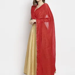 dupatta bazaar Cotton Blend Striped Red Women Dupatta image 4