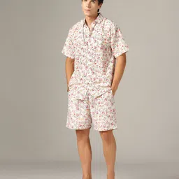 leriya fashion Men Night Suit Set White Printed-picture-13